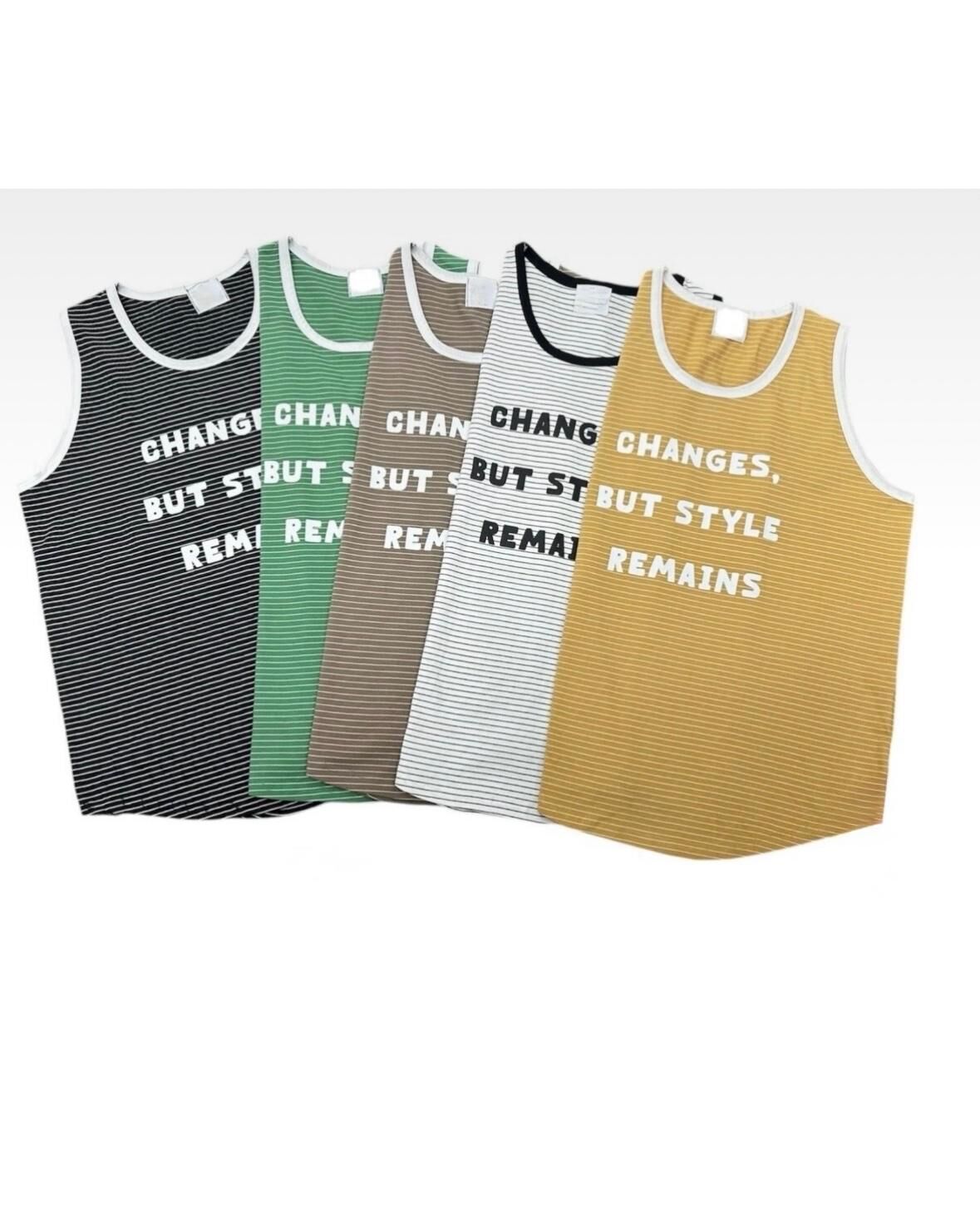 英文字橫間背心 V1146