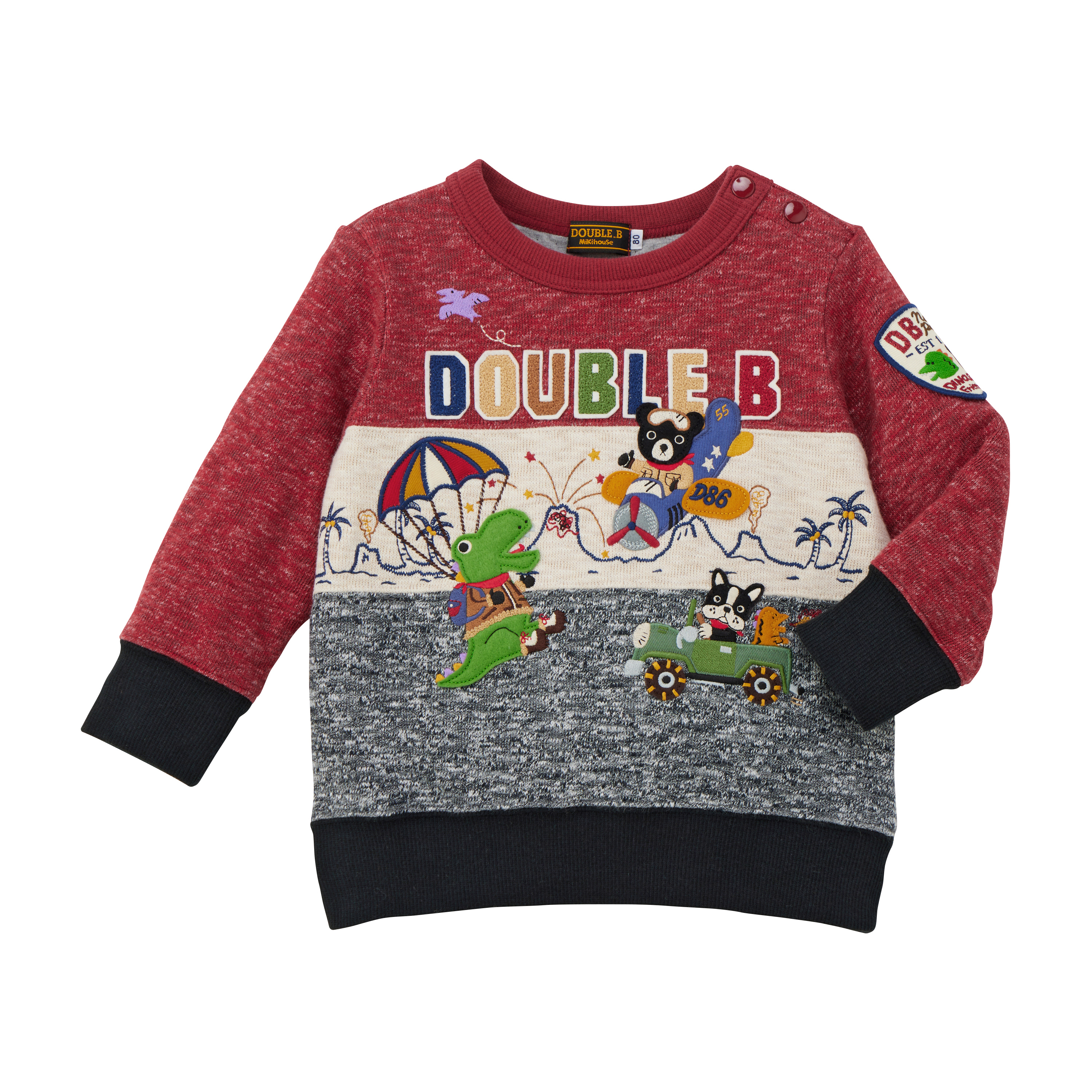 DB 拼色恐龍動物長袖衛衣