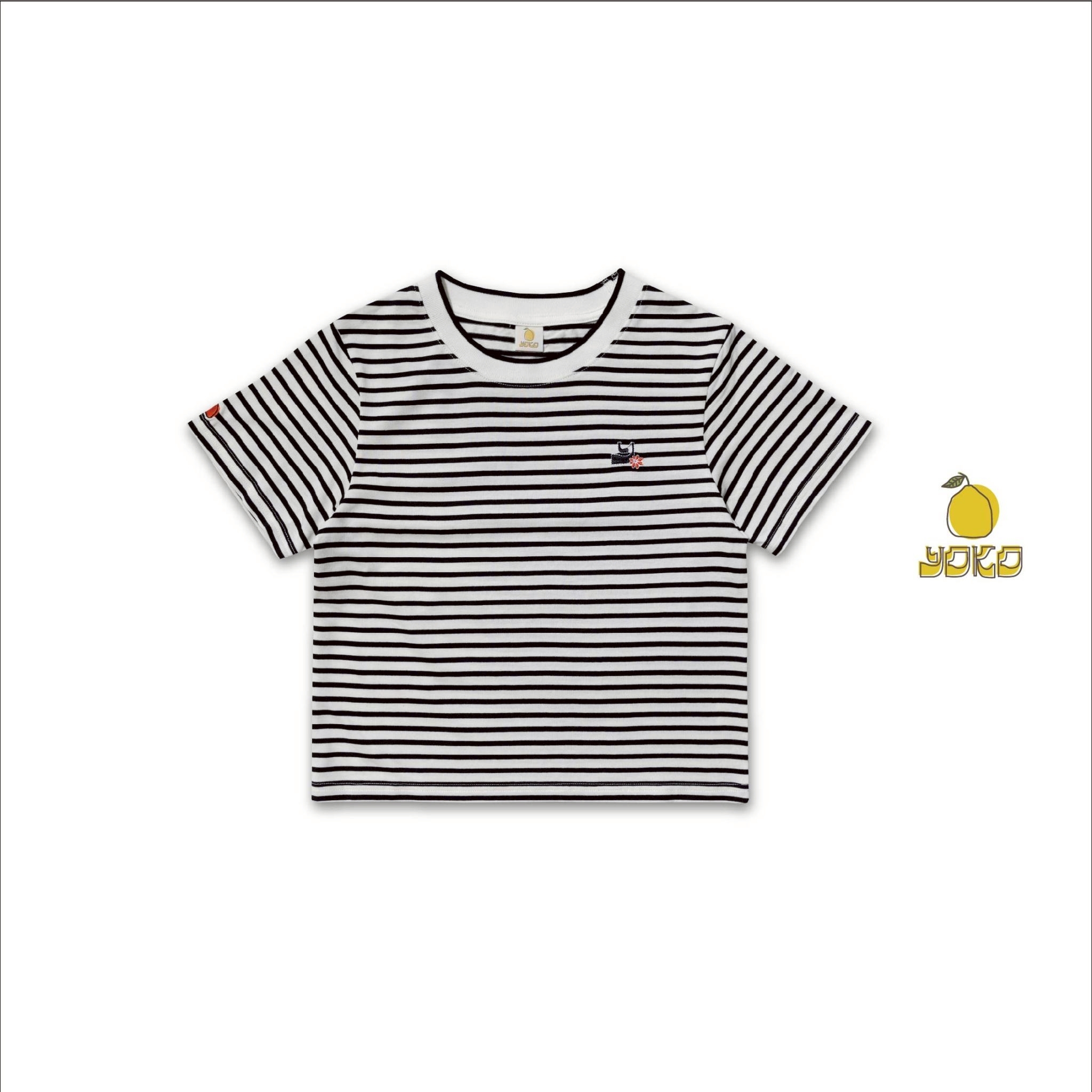 YOKO 條紋修身短版Tee