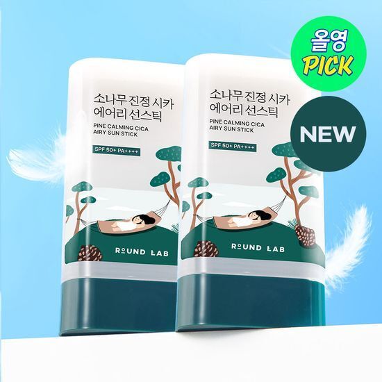 《Olive young連線》ROUND LAB Pine Calming Cica Airy Sun Stick 19g Double Set