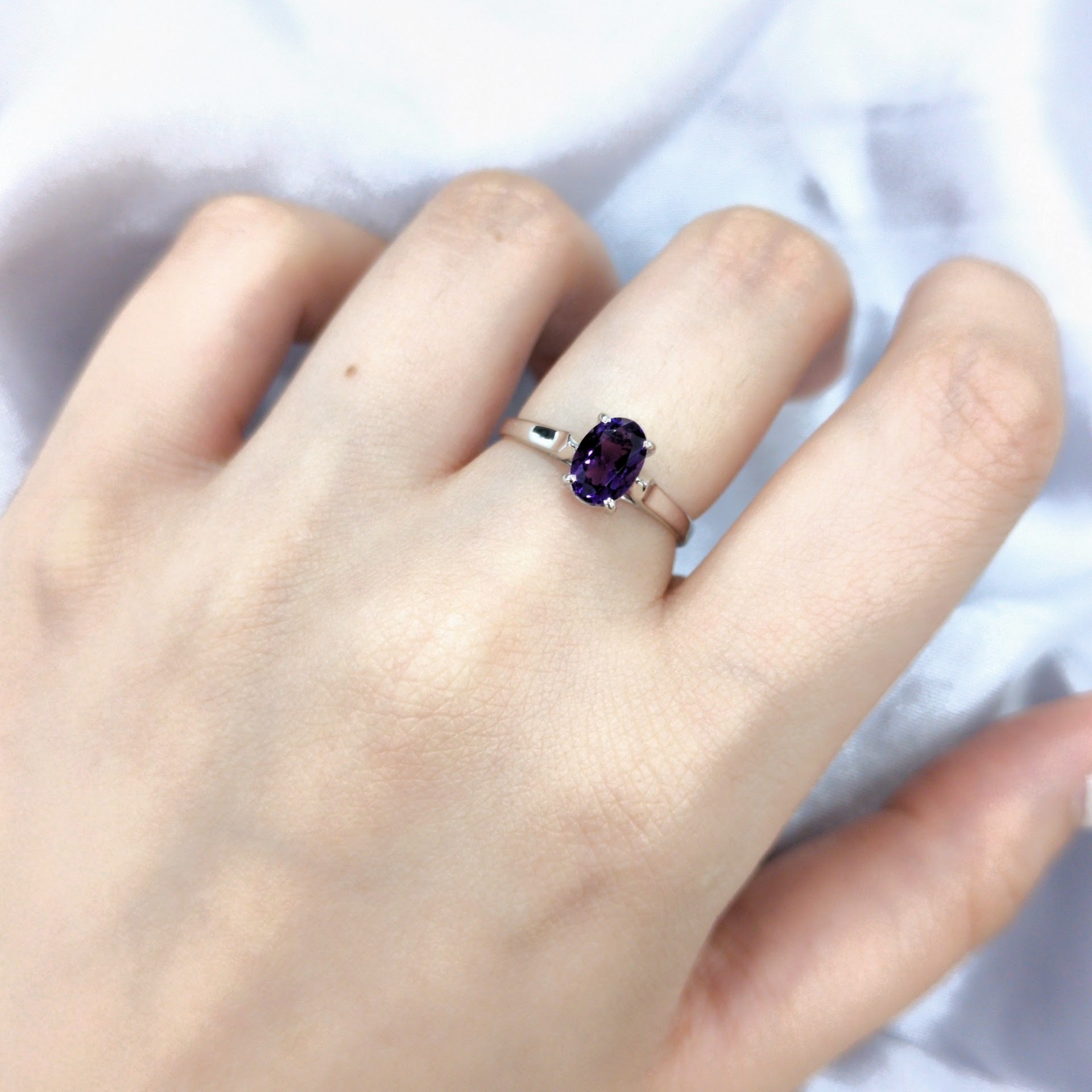 14K White Gold Amethyst Ring