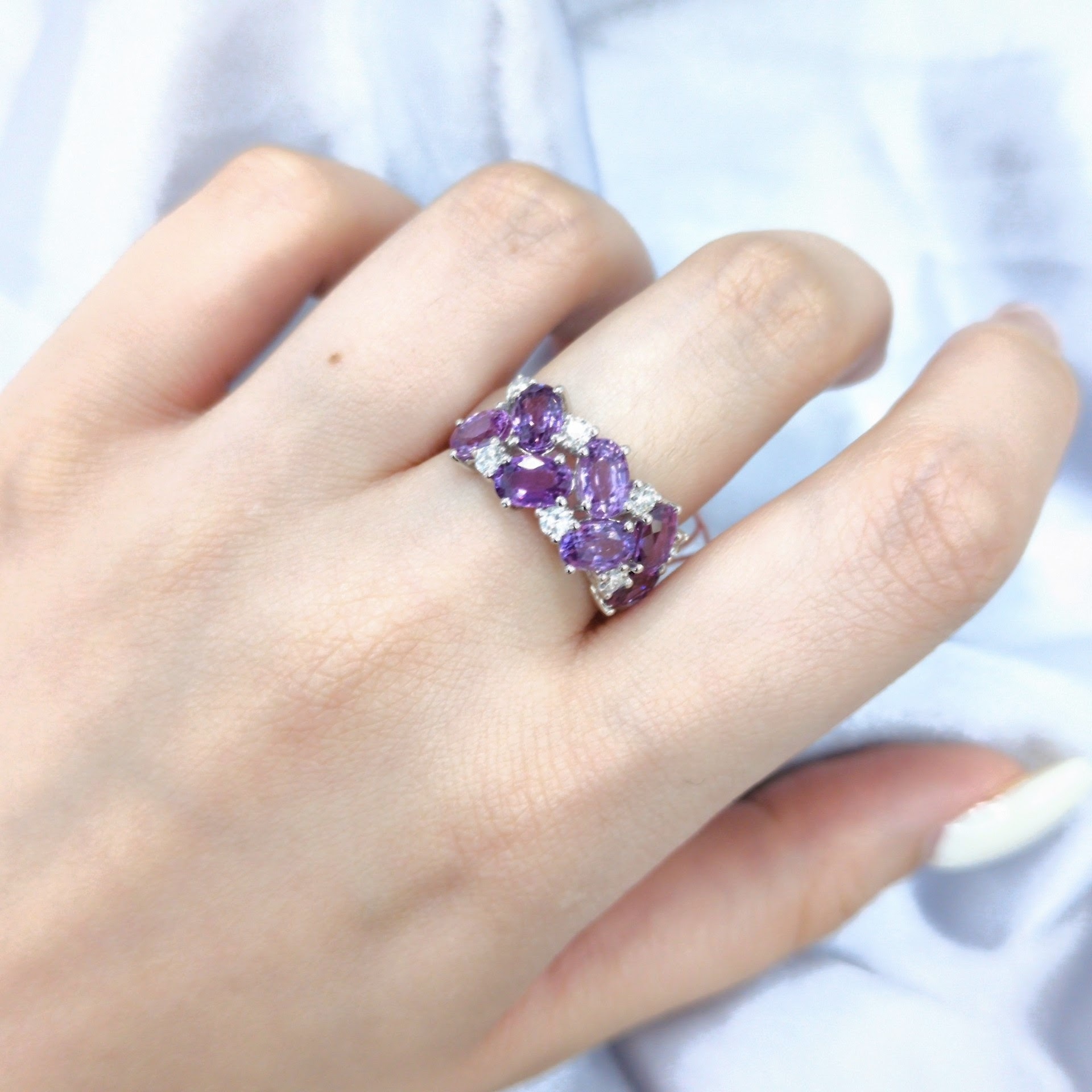 18K White Gold 3.98ct Sapphire and Diamond Ring