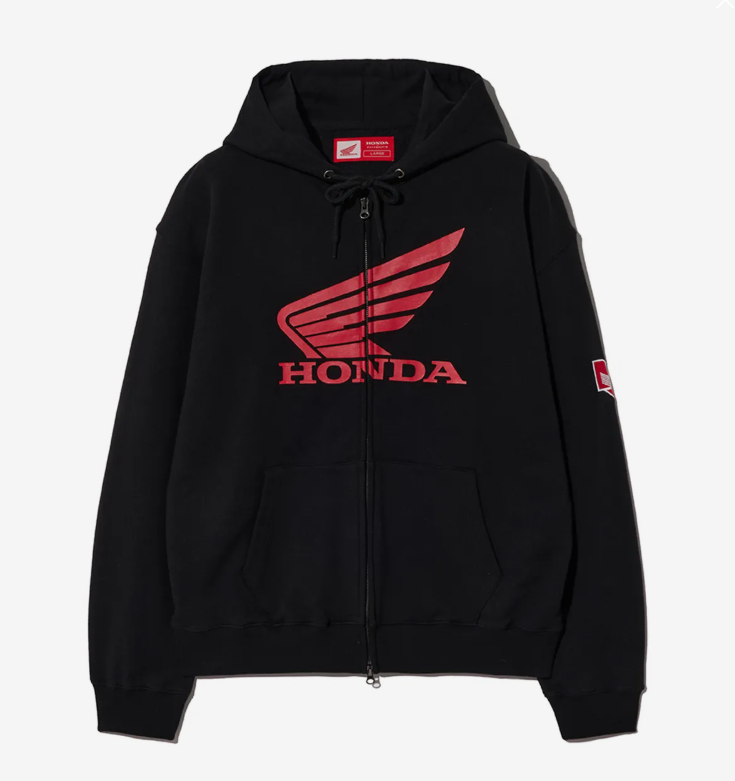 HONDA 本田 /  Original Wing logo Hoodie Zip-up Black / HEF1HZ302ABK  /  AUG25