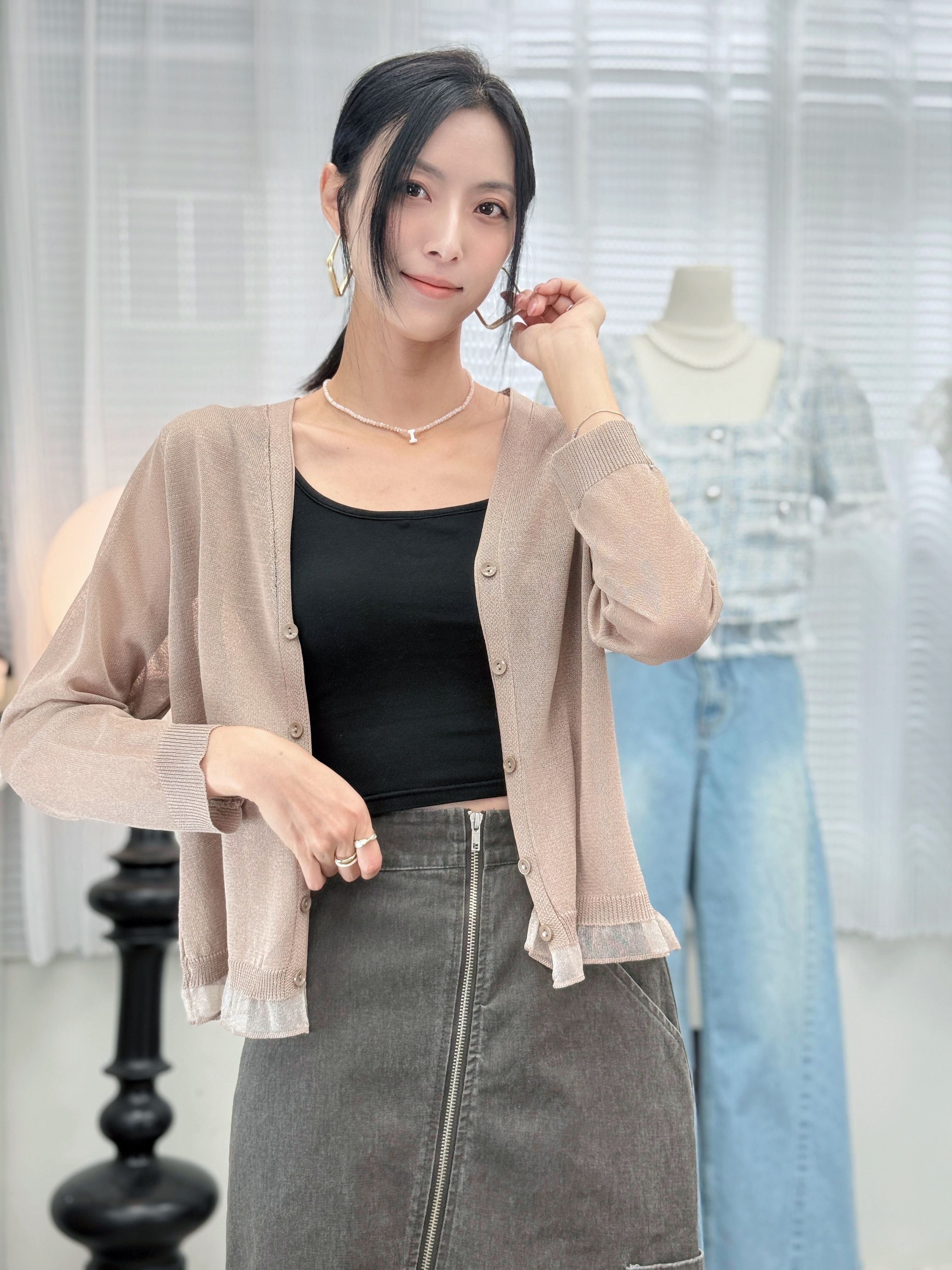 JK#7603🤍兩邊都係扣霧紗外套