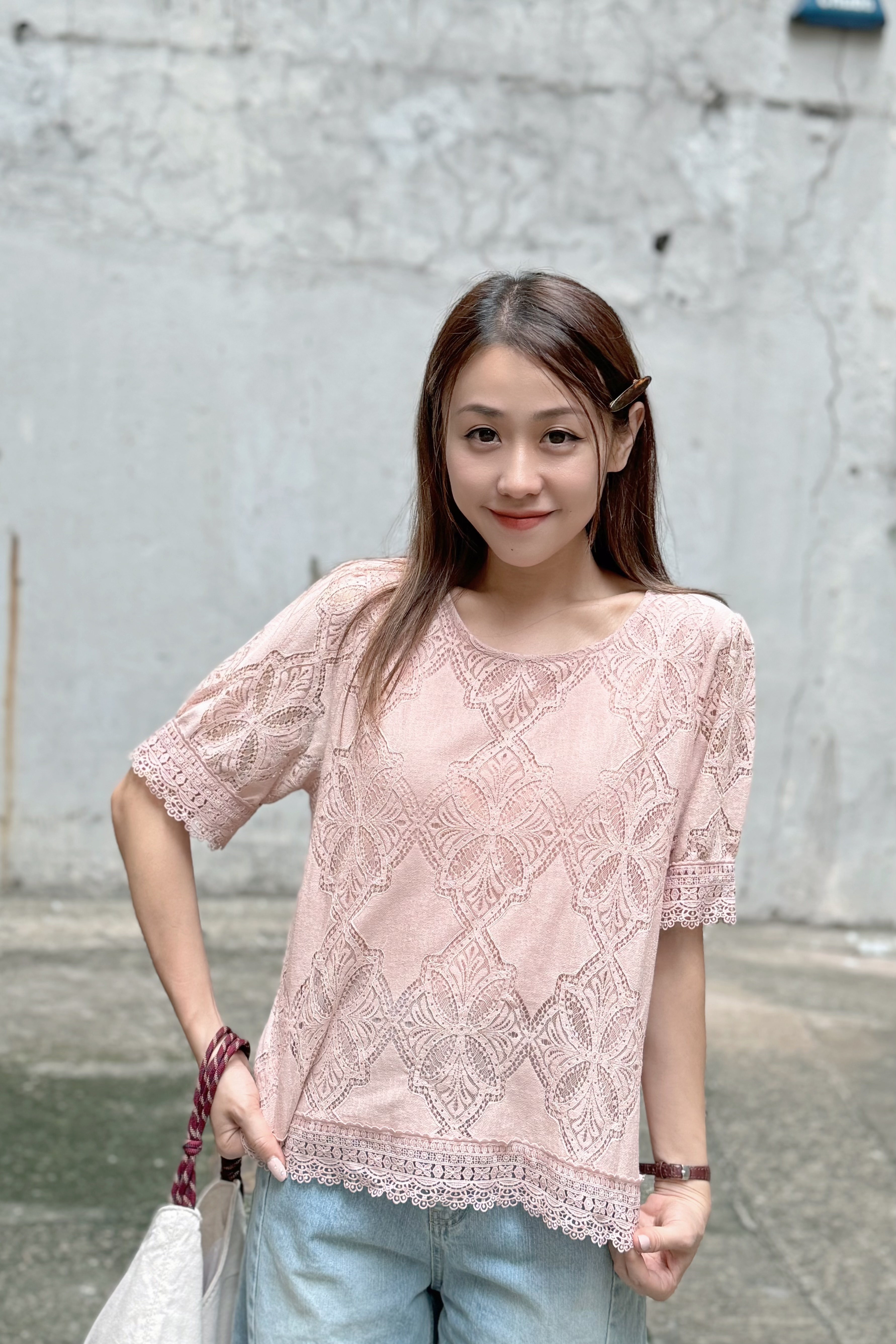 TOP#7613🤍鑽石Lace pattern Top