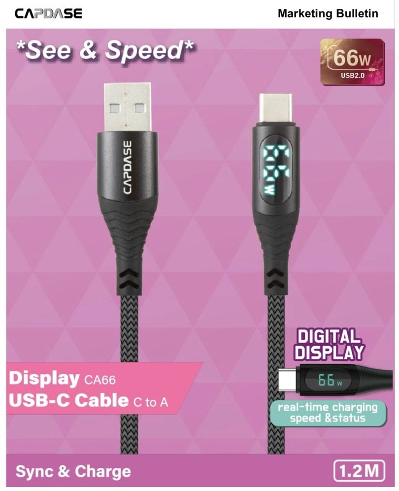 Capdase USB-A To C Cable Display CA66-1.2M / 2M - HC00-6601 / HC00-6701
