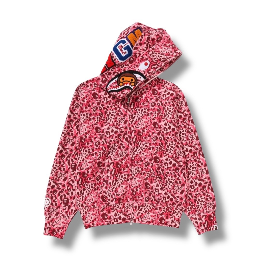 BAPE 豹紋系列 鯊魚連帽外套 粉色款
