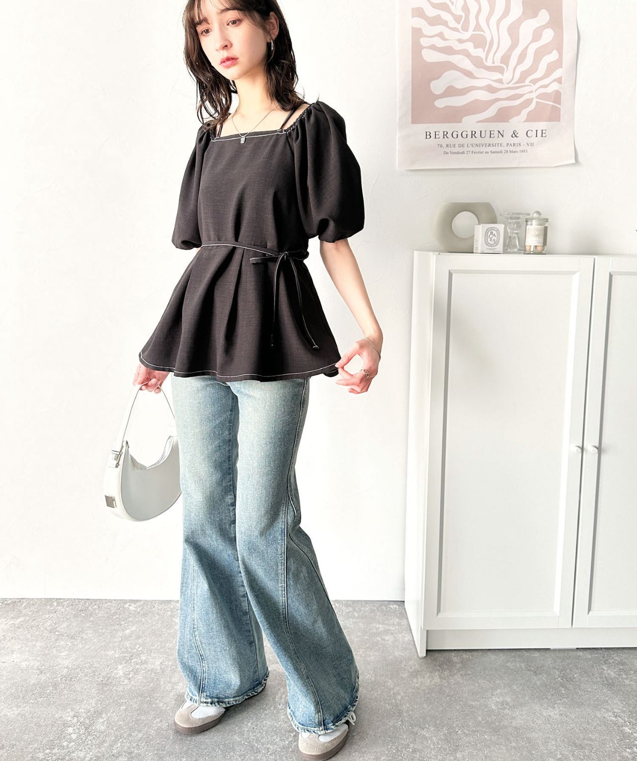 【預購】JN080202 classicalelf 雙色拼接荷葉邊短袖襯衫