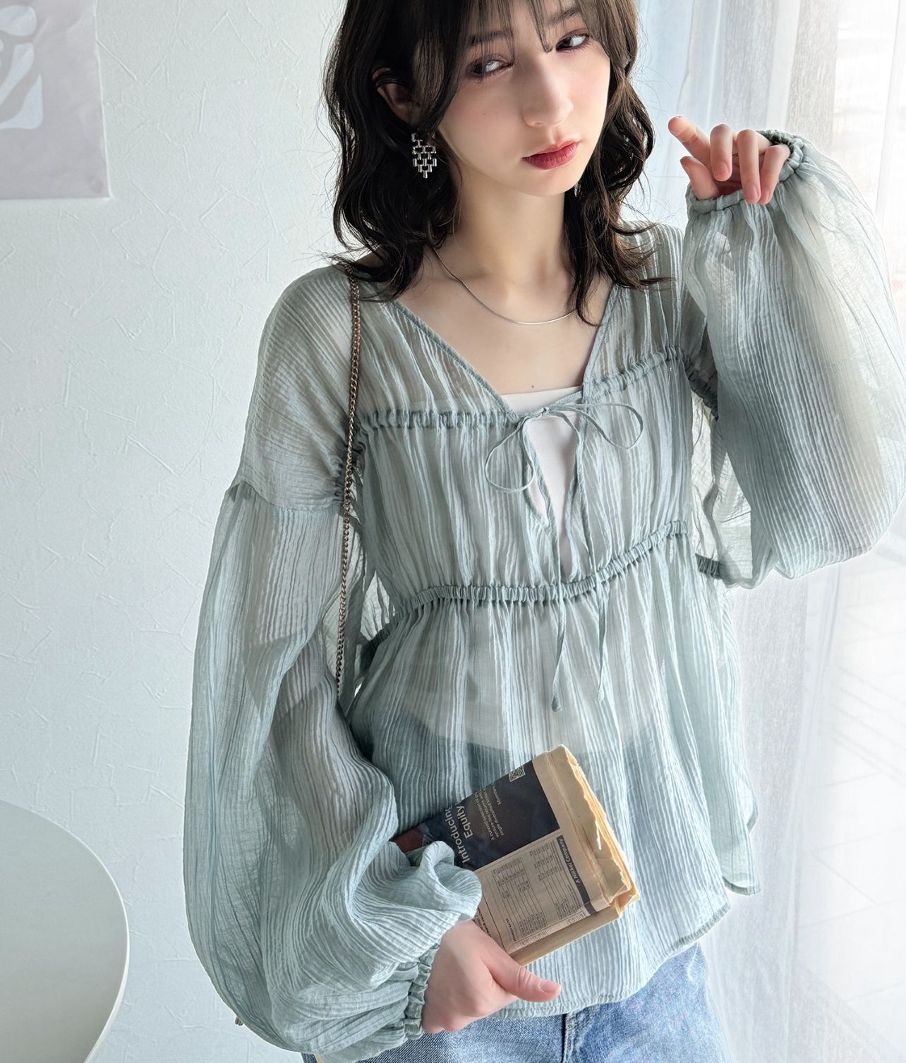 【預購】JN080205 classicalelf 雙向抽繩束腰襯衫