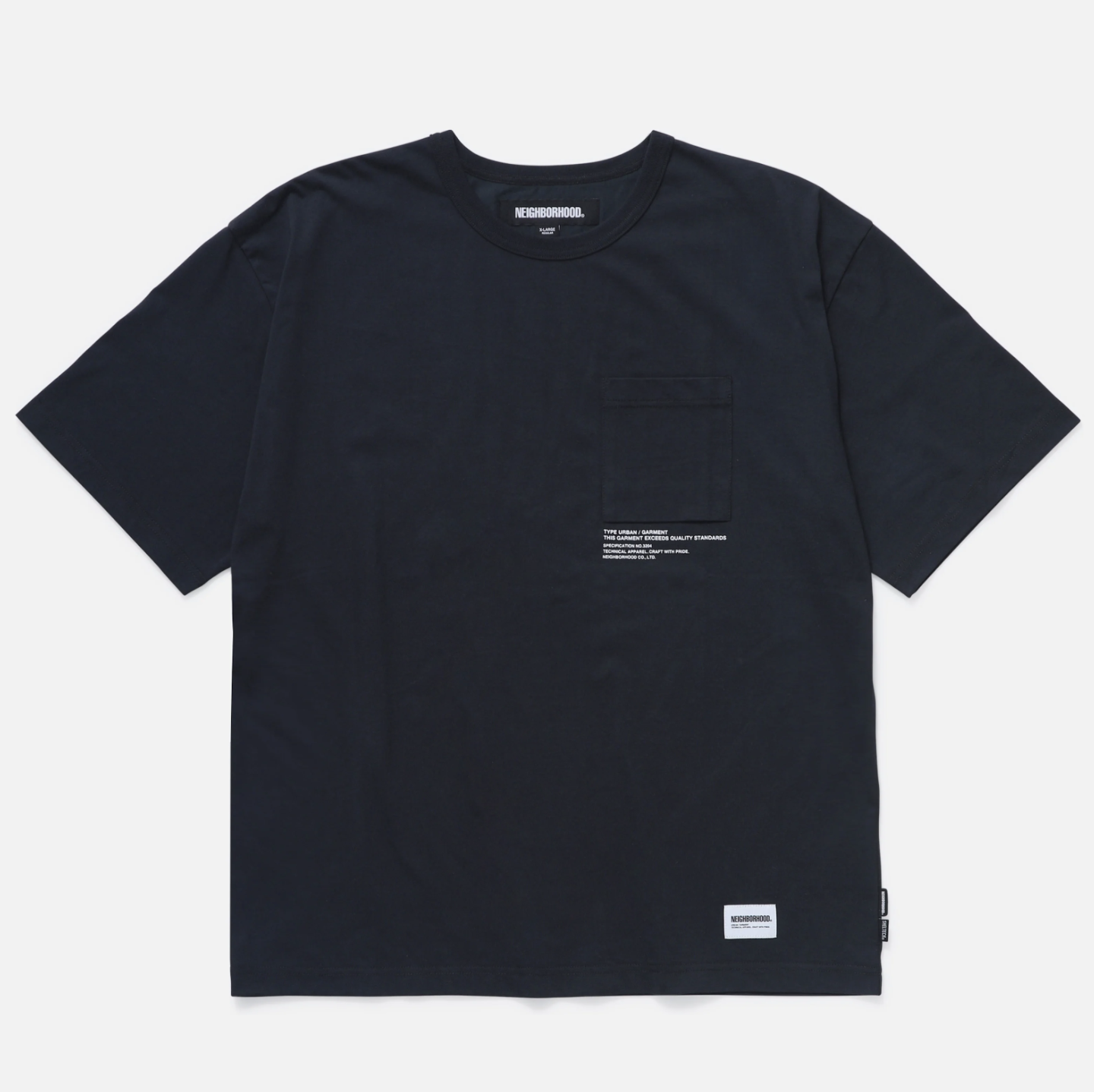 -(B4e01)-NEIGHBORHOOD SHELTECH CREWNECK-P SS 隔熱涼爽快乾 口袋 LOGO 短T 白/黑色-251BWNH-CSM01