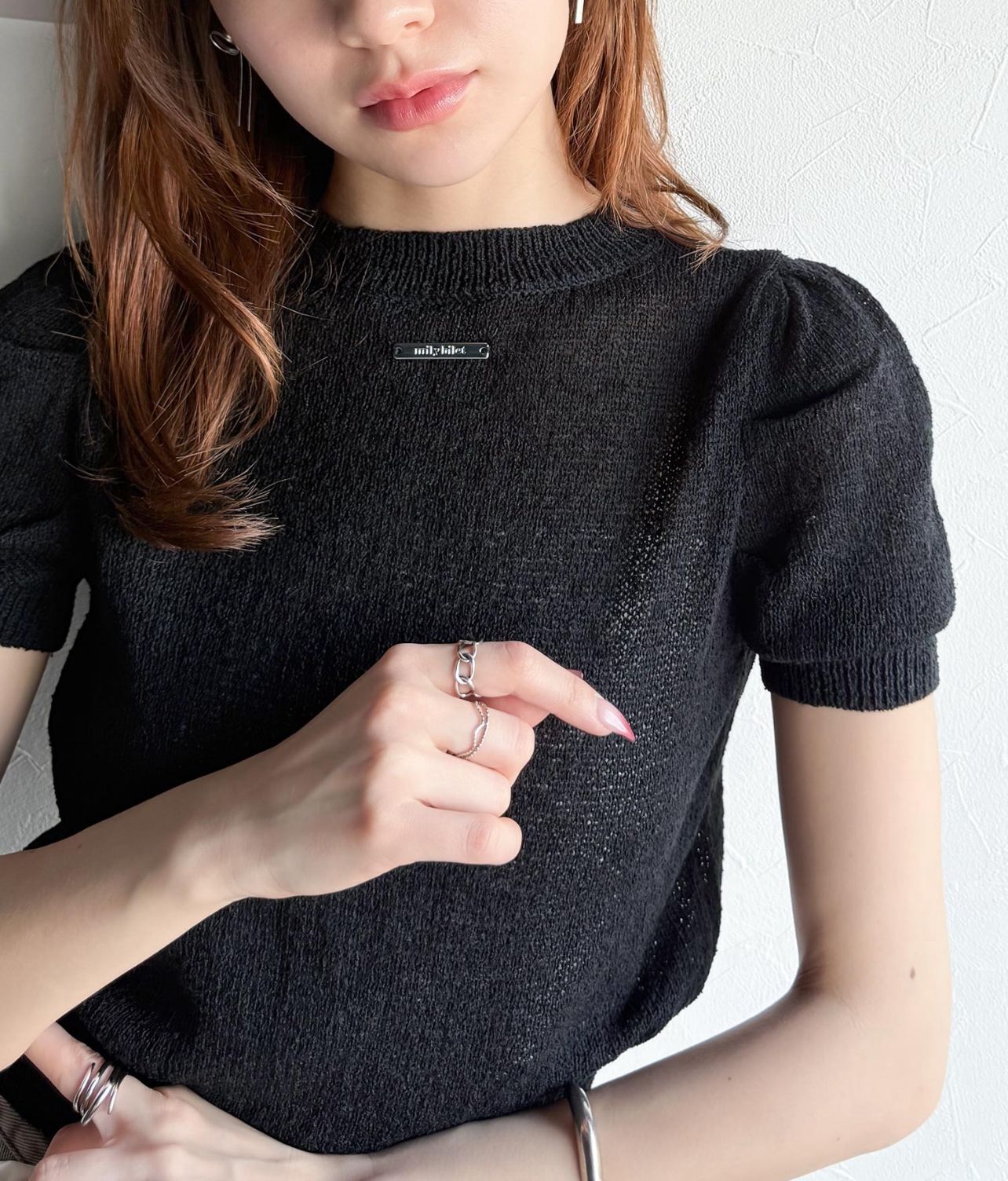 【預購】JN080215 mily bilet 泡泡袖針織上衣