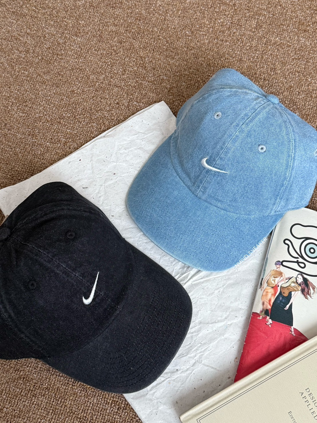 <快速出貨> Nike 刺繡勾勾丹寧 淺藍/黑牛仔老帽