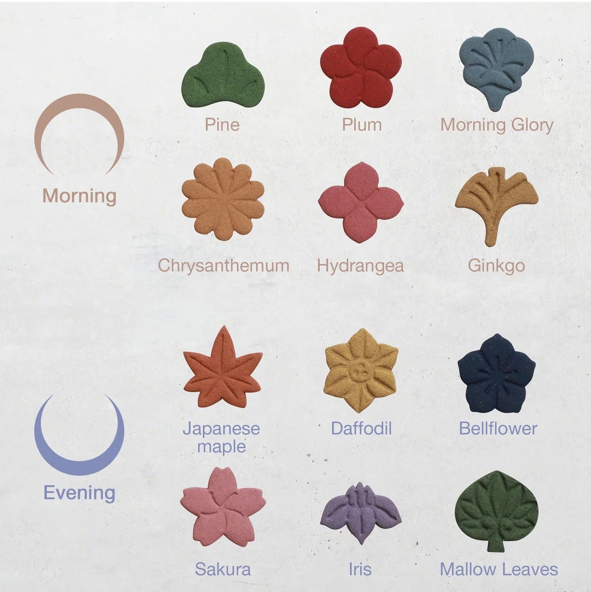 Asayu朝夕12種天然花形壓製線香套裝 (附香座)