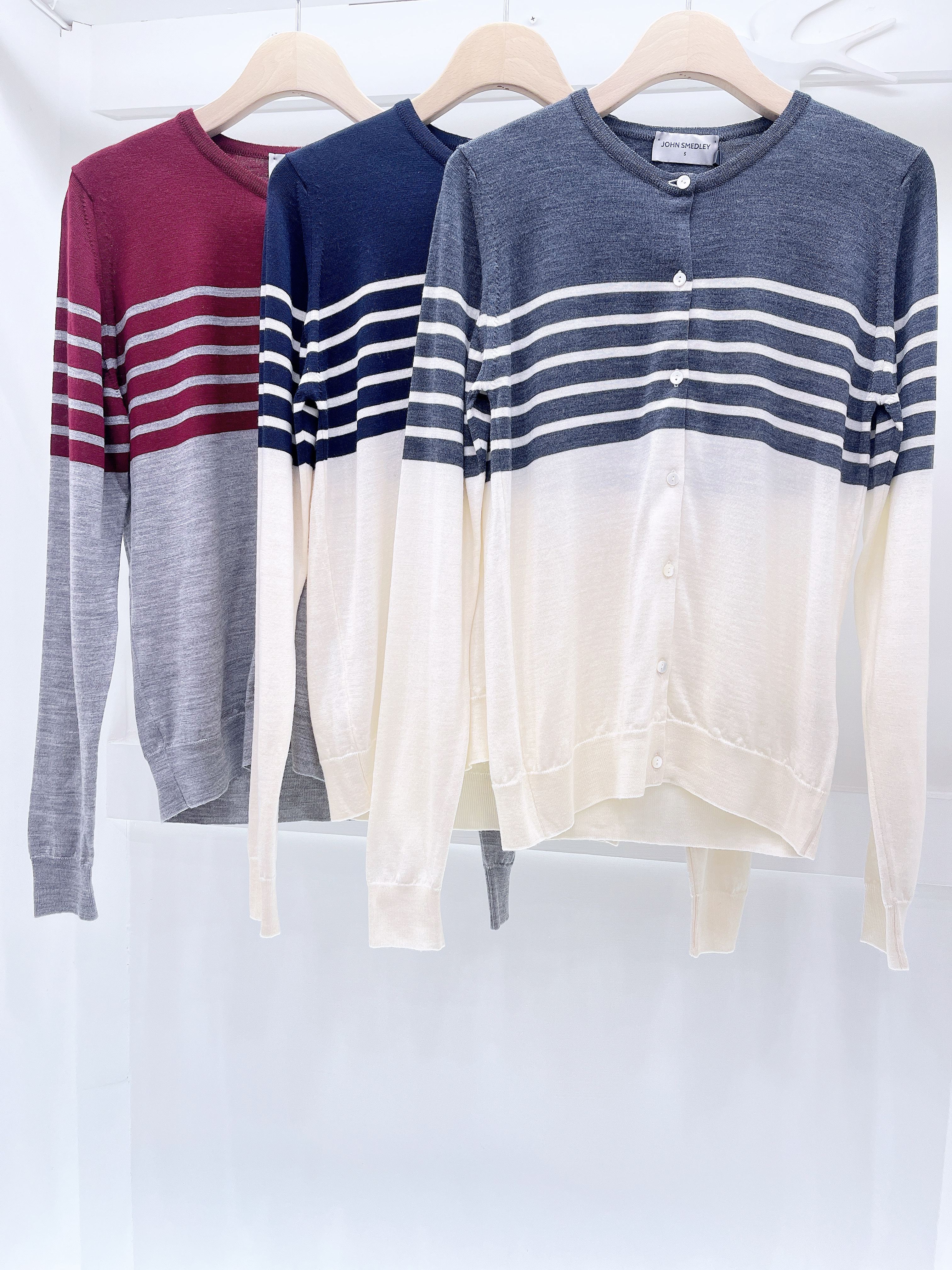 雙色橫條針織外套