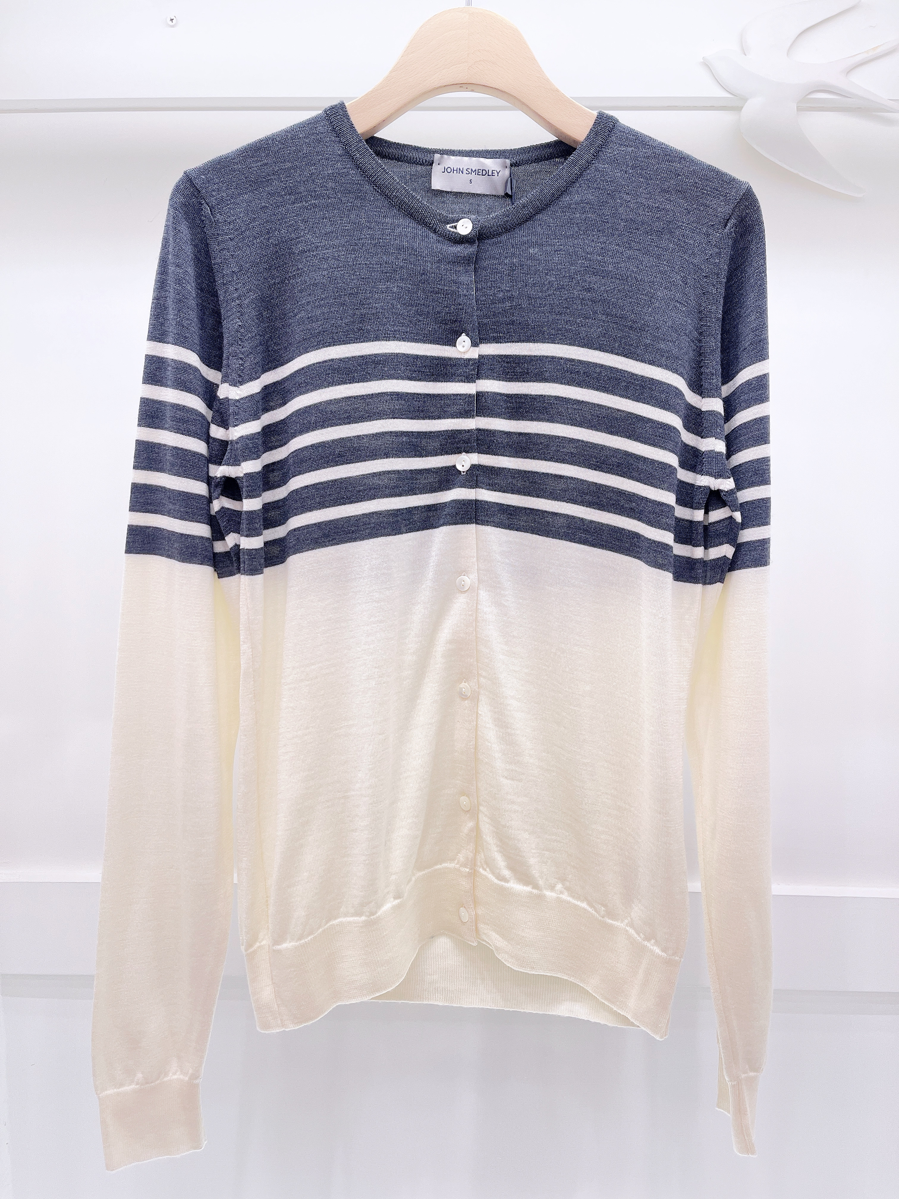 雙色橫條針織外套