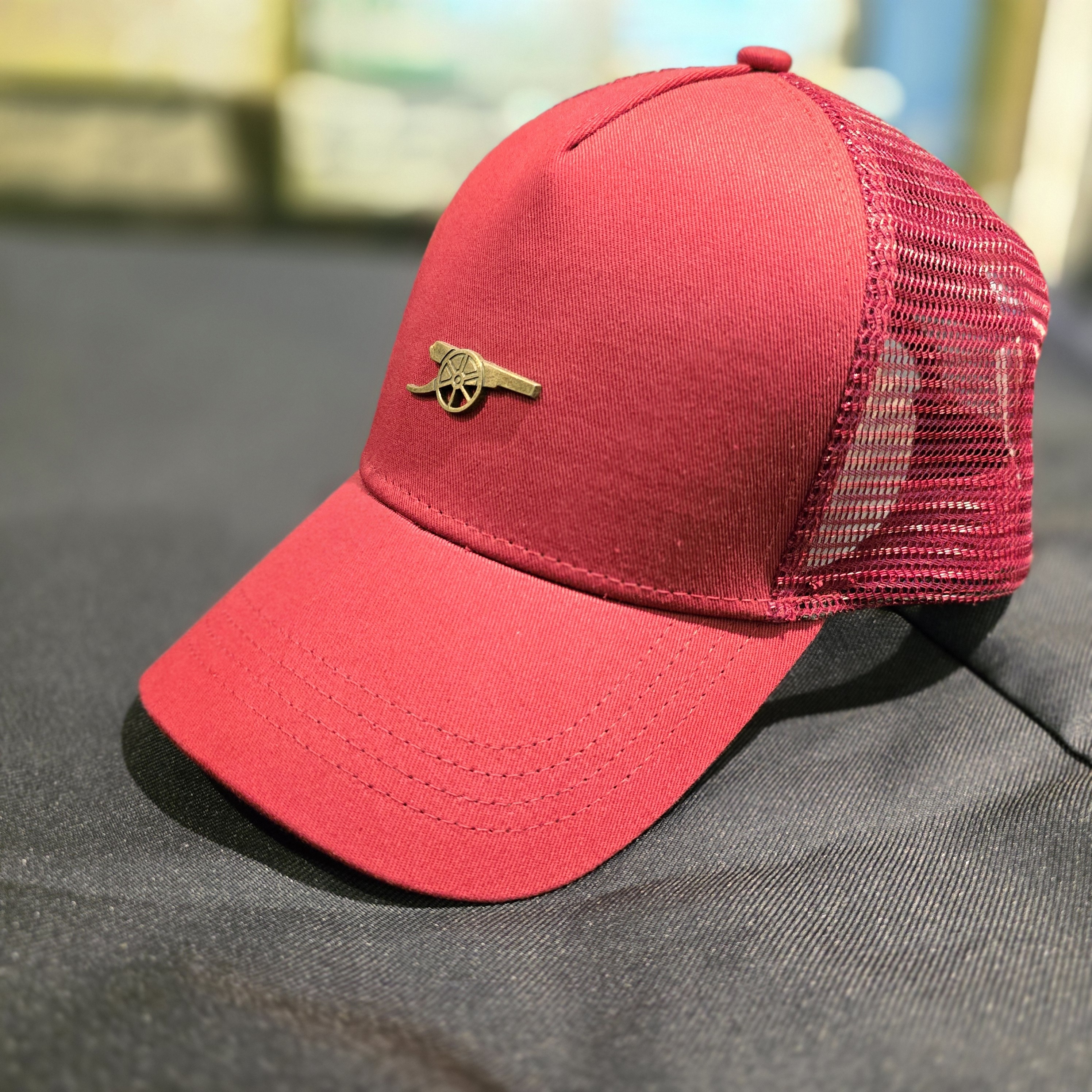 阿仙奴棗紅色金炮會徽網帽