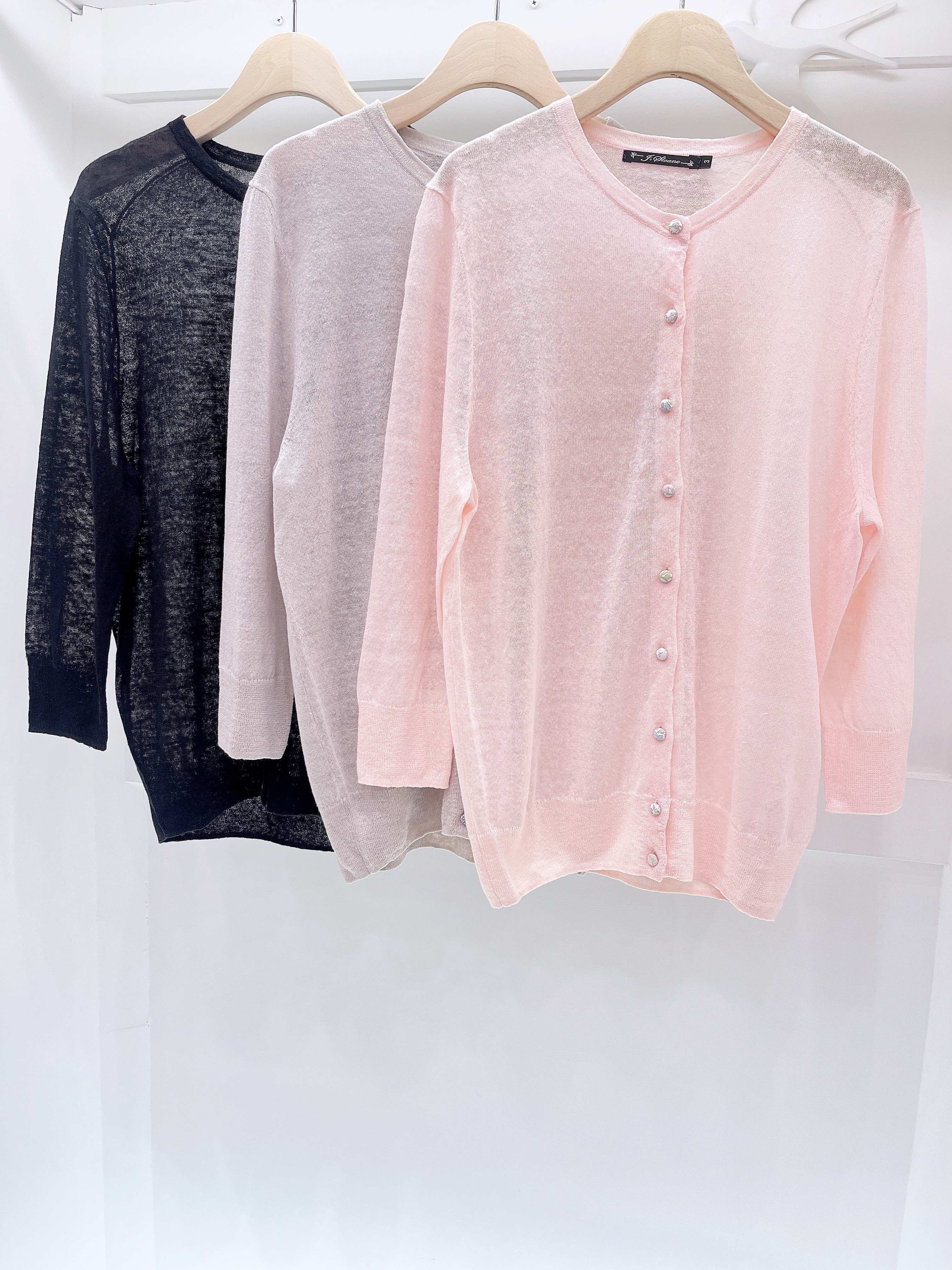 LB花布釦五分袖薄外套