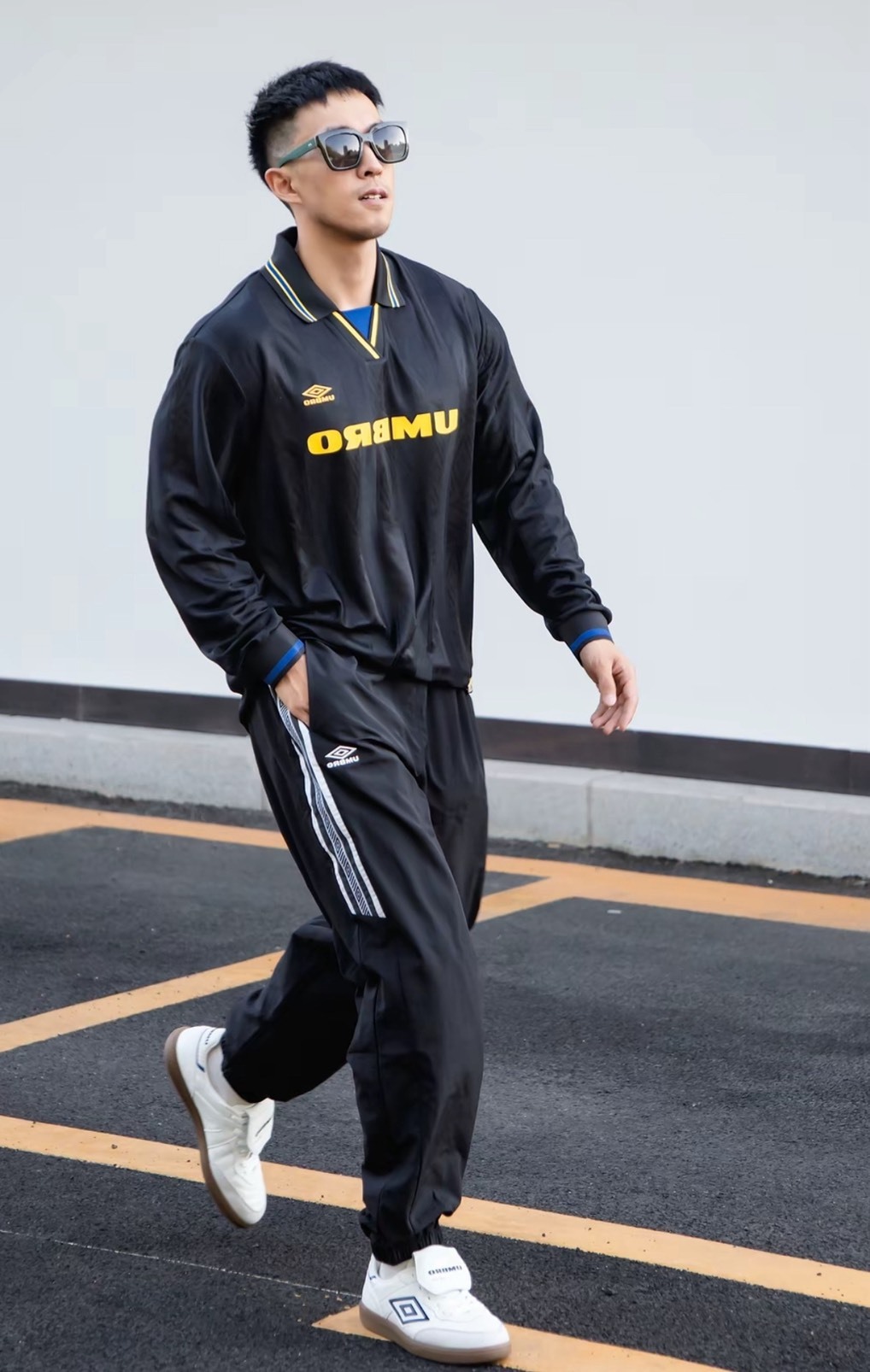 Umbro 茵寶 曼聯復刻 球衣風 黑客風長袖POLO 針織翻領 T恤 男女同款 復古時尚百搭款 Aug25