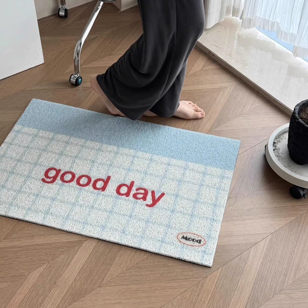 《6174》INS風格子絲圈地墊