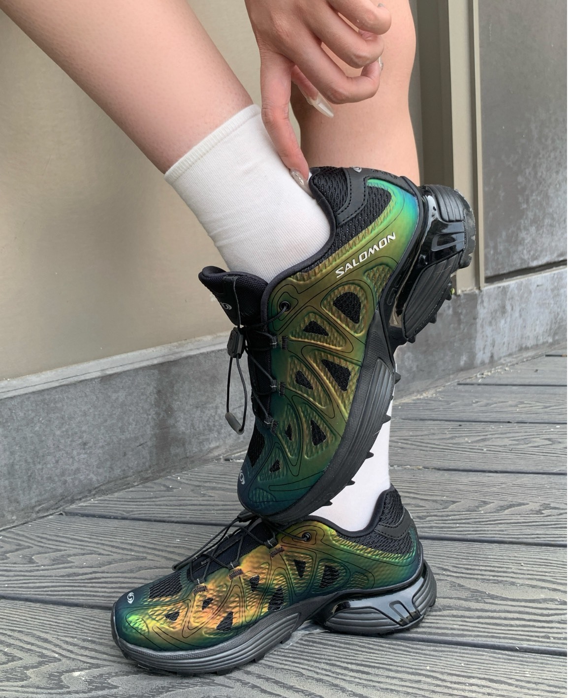 SALOMON  XT-WHISPER VOID 鎏光綠 趙今麥同款 反光跑鞋 男女同款 減震輕量潮流慢跑鞋 Aug25