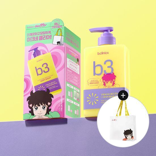 《Olive young連線》b.clinicx  Niacinamide Acne Clear Brightening Body Wash 500ml Set