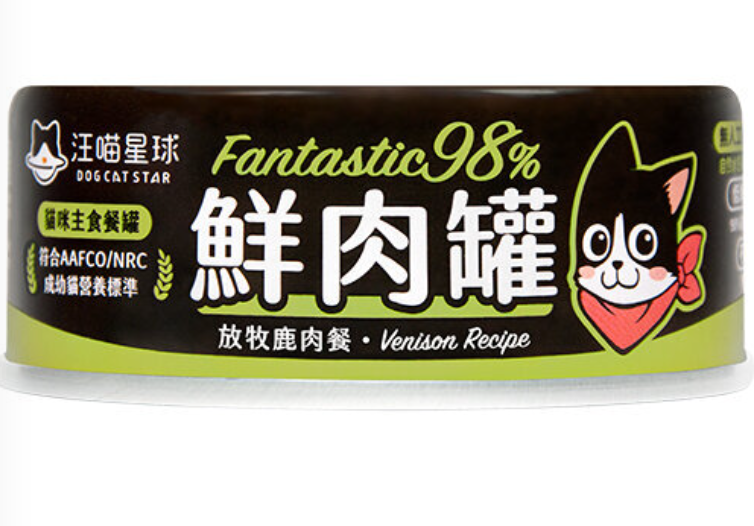 FANTASTIC 98% 鮮肉無膠貓主食罐-放牧鹿肉餐 (80g)