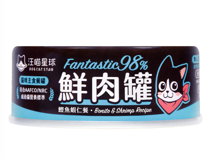 FANTASTIC 98% 鮮肉無膠貓主食罐-鰹魚蝦仁餐 (80g)