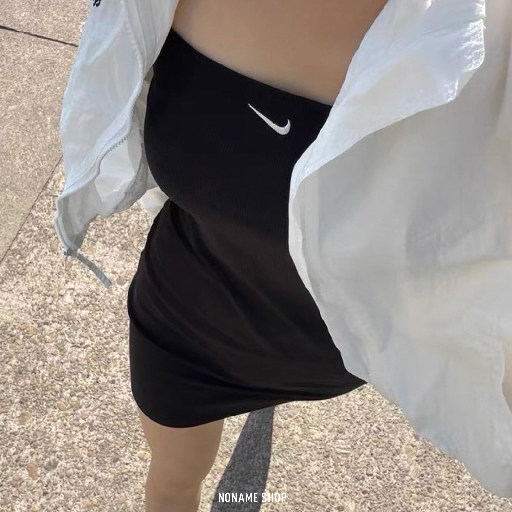 NIKE THIN SHOULDER DRESS 羅紋 合身 貼身 可調式 短洋裝 連身裙 黑 (女款)