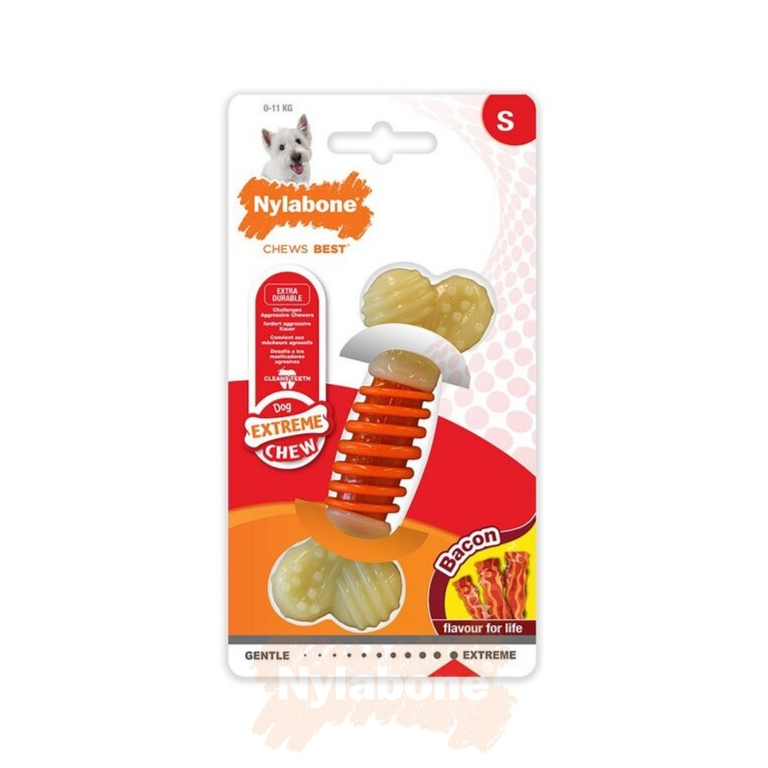Nylabone PRO Action Power Chew Durable Dental Chew Toy for Dogs Bacon Flavor