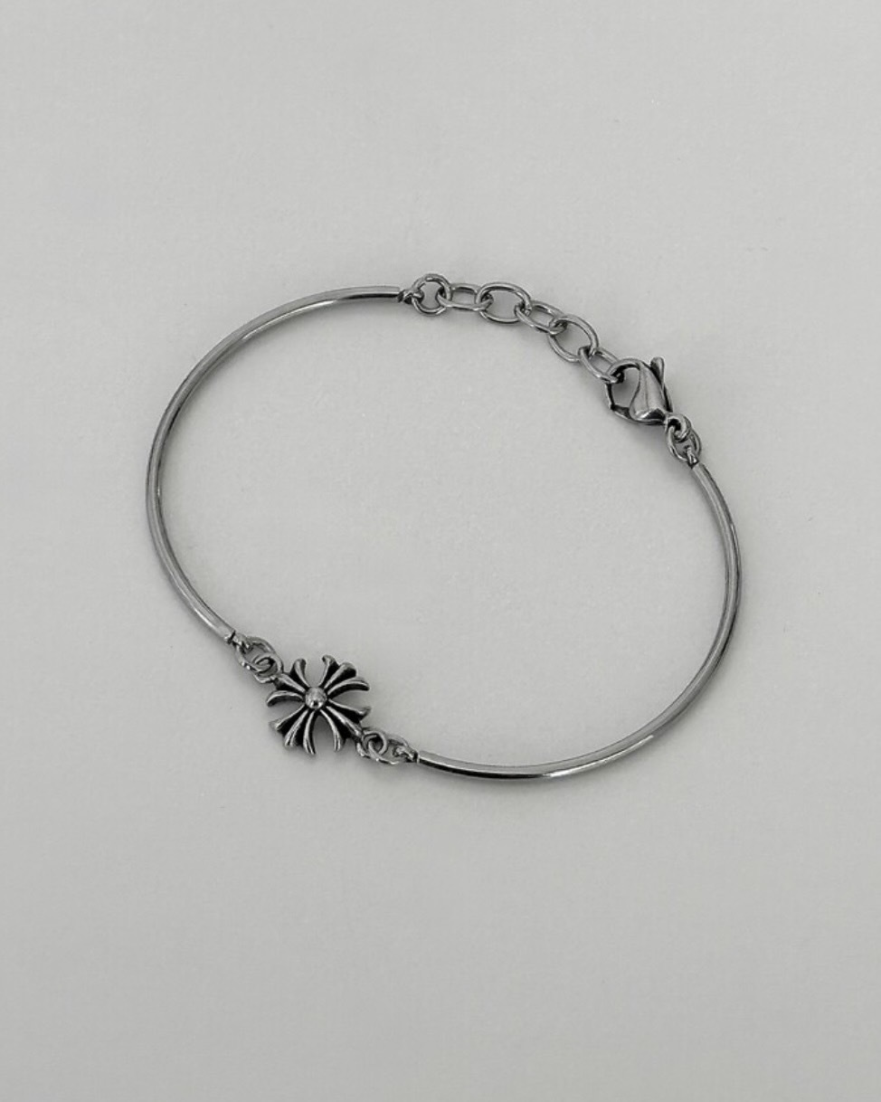 <吉賽兒同款>韓國 OFUSE cross round bracelet 鋼 克羅心 細鍊 F