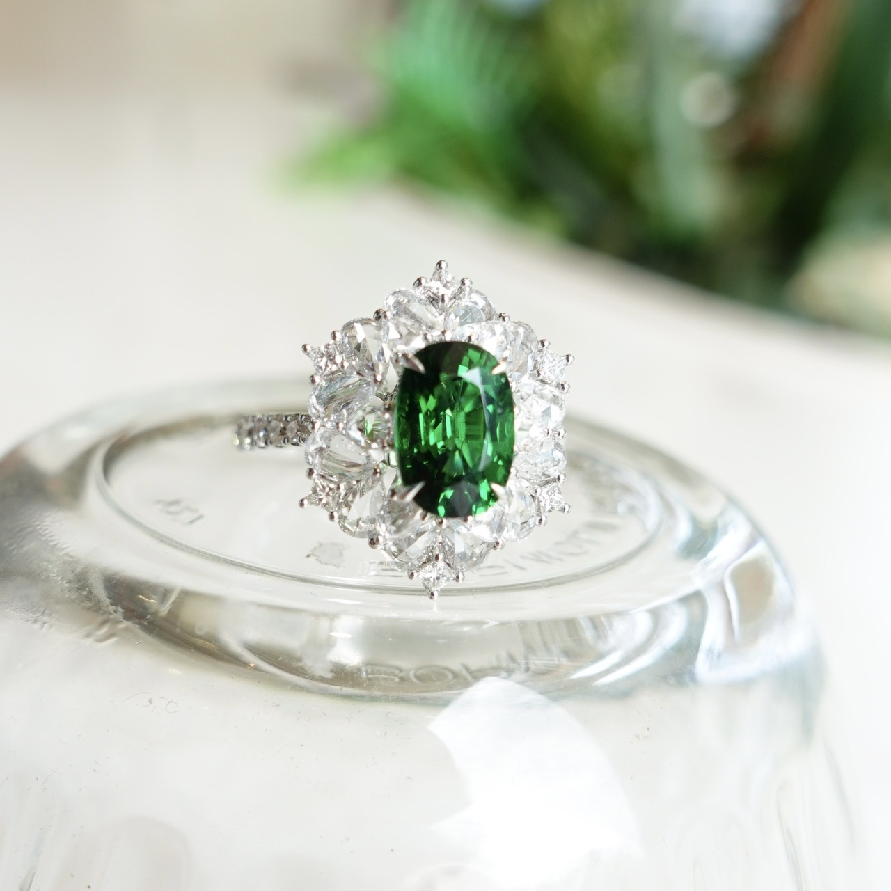 18K金沙弗萊石鑽石戒指/吊墜-兩用款 (帶GUILD證書) - Kijani Green