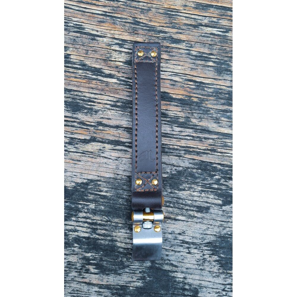 Motone LC The Beltane - Bobber/Speedmaster Battery Strap - Brown Leather & Brass