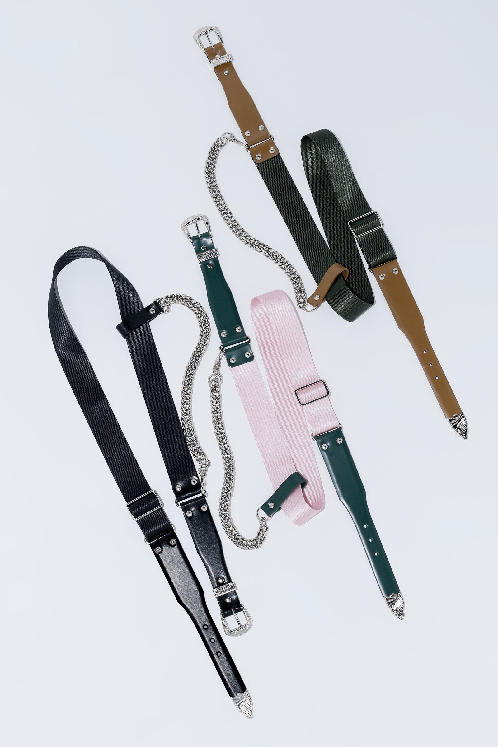 TOGA TOO LEATHER NYLON BELT WITH CHAIN 日本製皮革鏈條腰帶