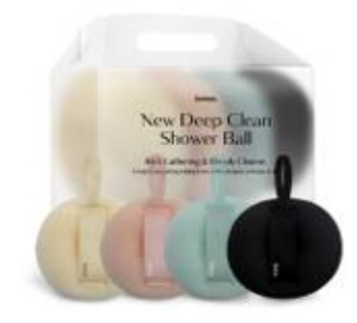 KE611   New Deep Clean Shower Ball 4ea 深層去角質泡泡沐浴球4入