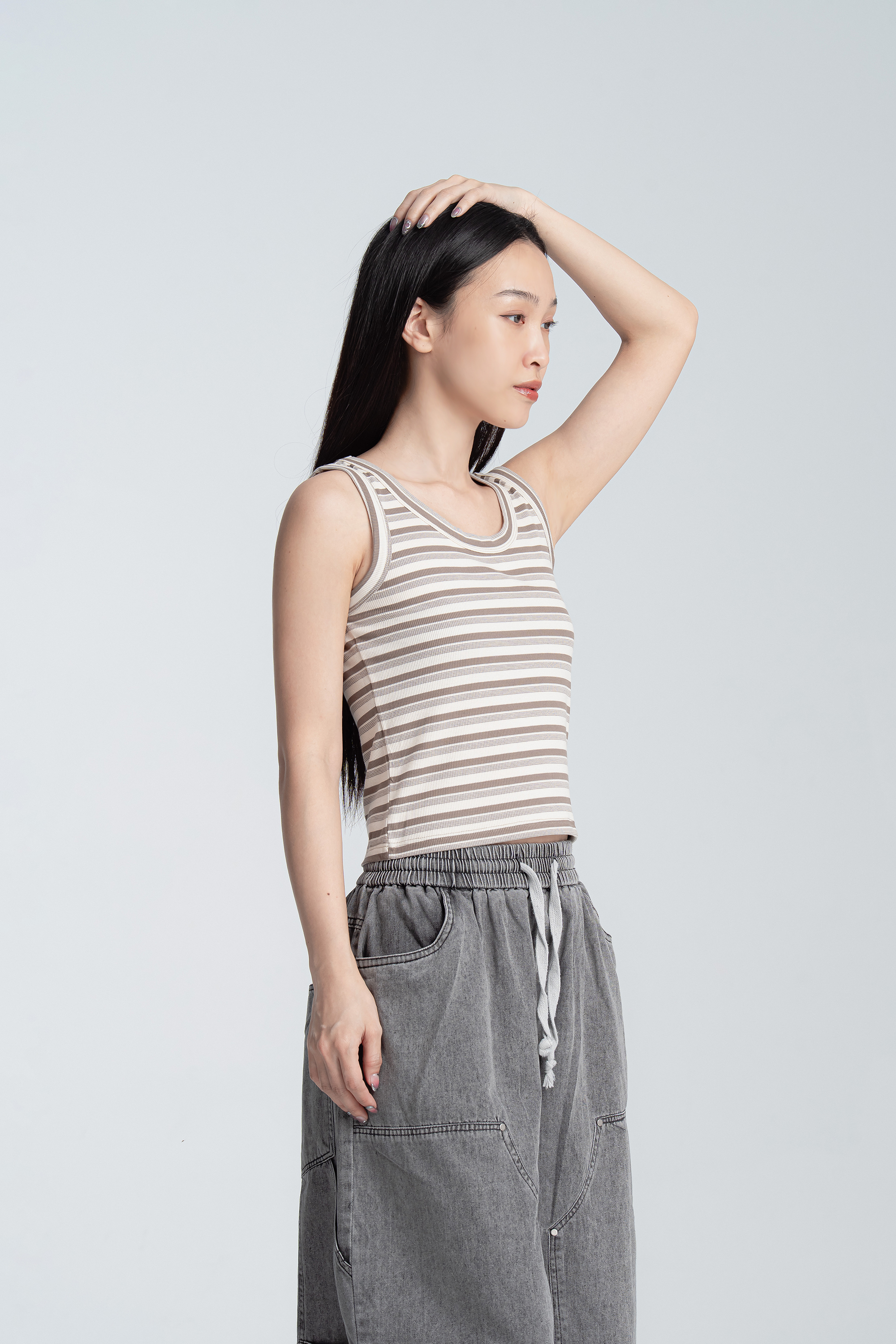 夏日百搭條紋彈性背心 3色