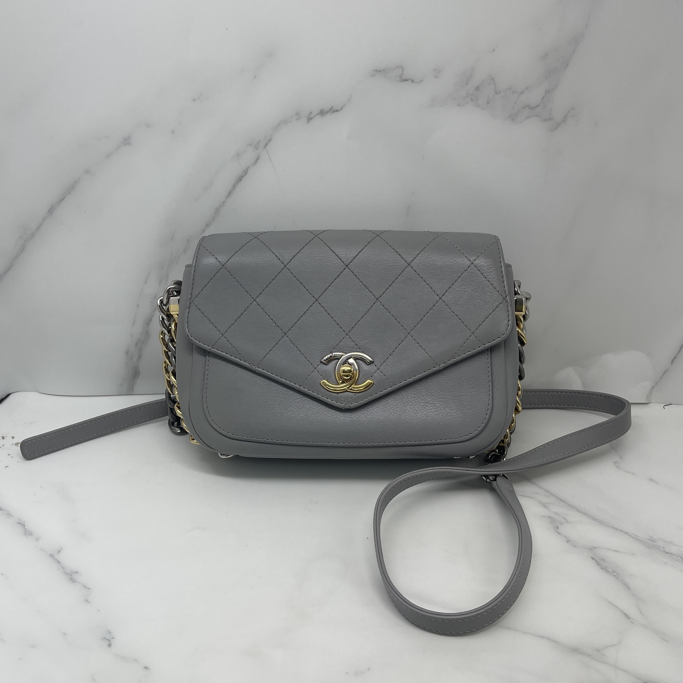 Chanel Two Tone Envelope Seasonal Chain Flap