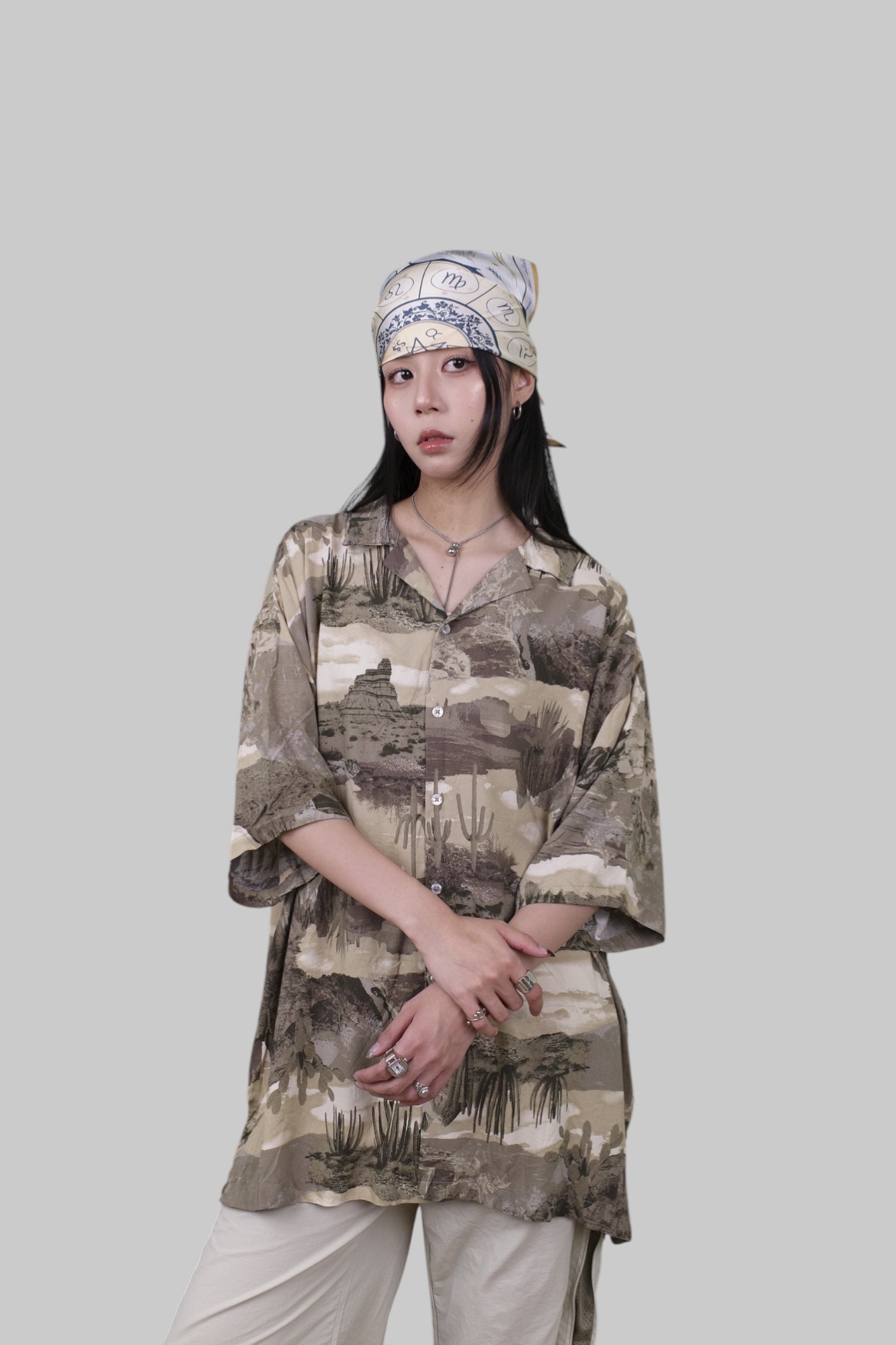 『Always_Good』沙漠生態 滿版印花 古巴領 短袖襯衫