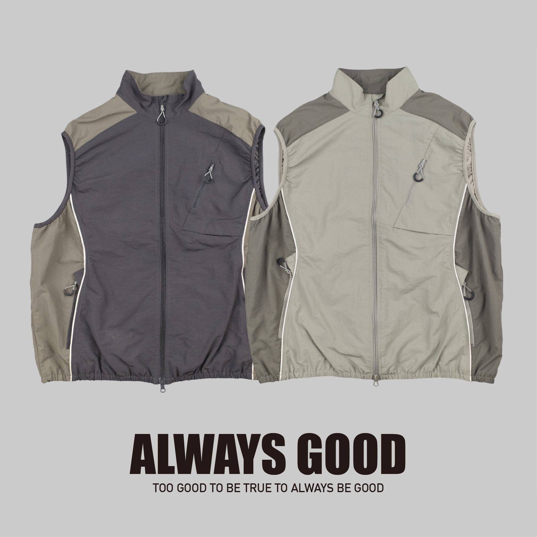 『Always_Good』露營 戶外 撞色拼接 多口袋 背心