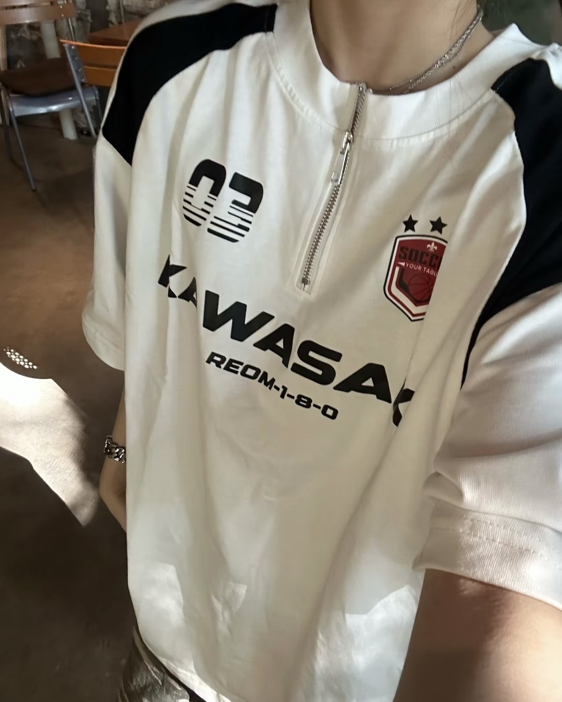 Kawasaki 美式 復古 賽車 拉鍊 上衣 2色