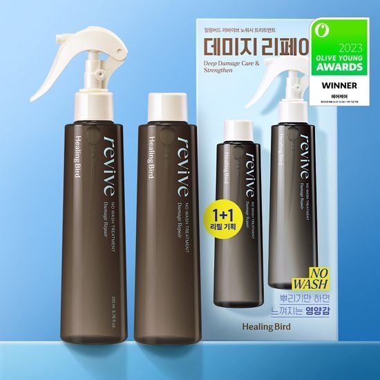 《Olive young連線》Healingbird Revive No Wash Treatment Damage Repair 200ml+200ml Refill Set