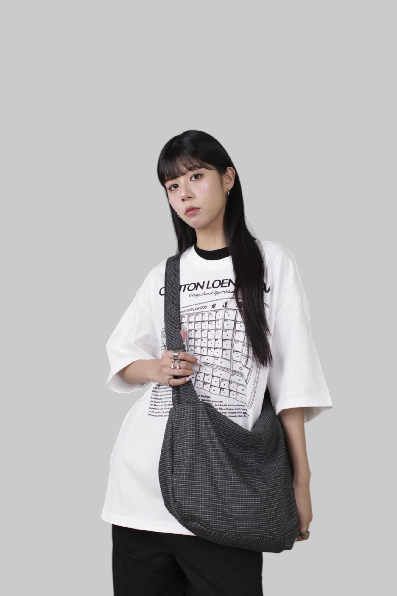 『Always_Good』細格紋 斜背 單肩包