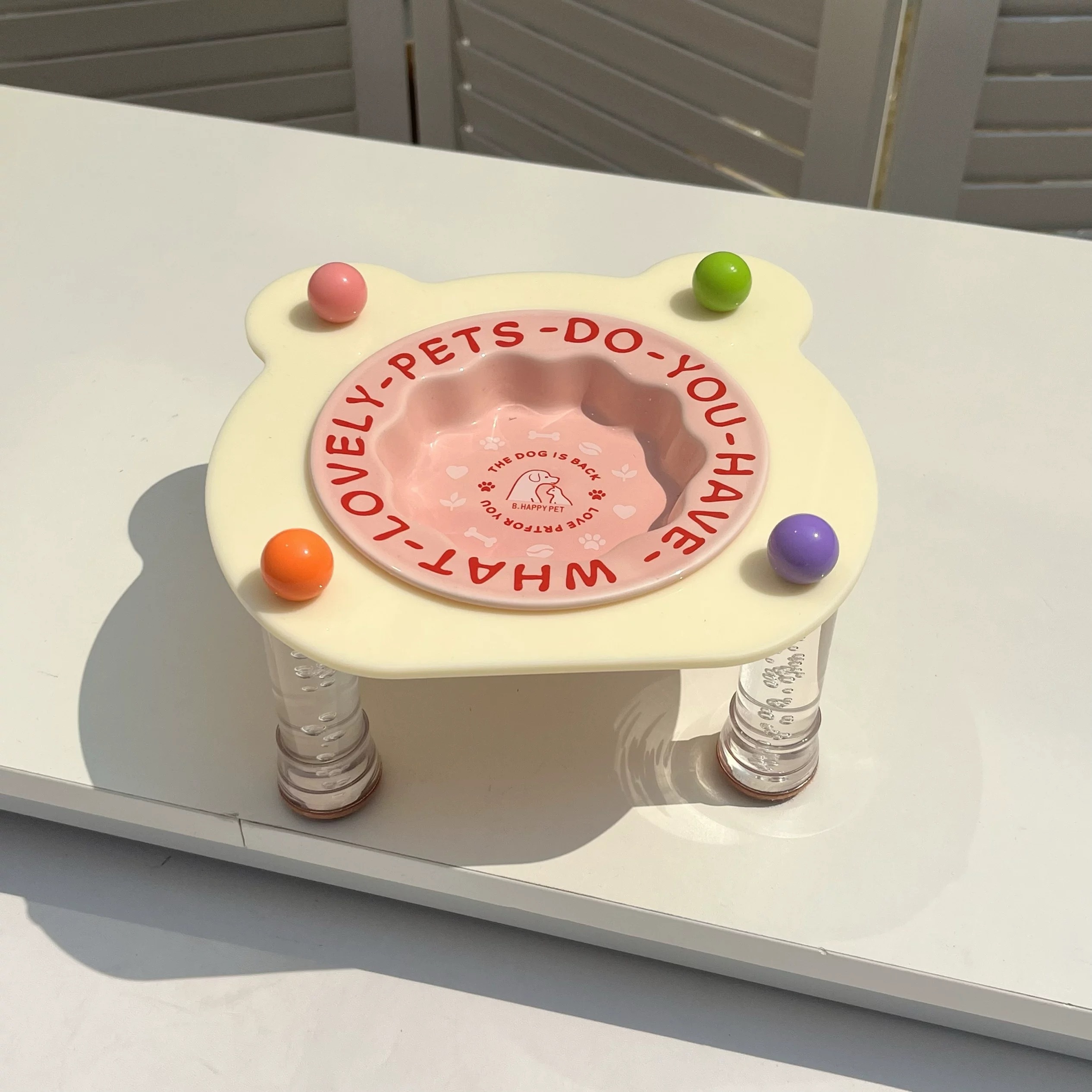 INS风 宠物陶瓷碗 护颈不易打翻 亚克力