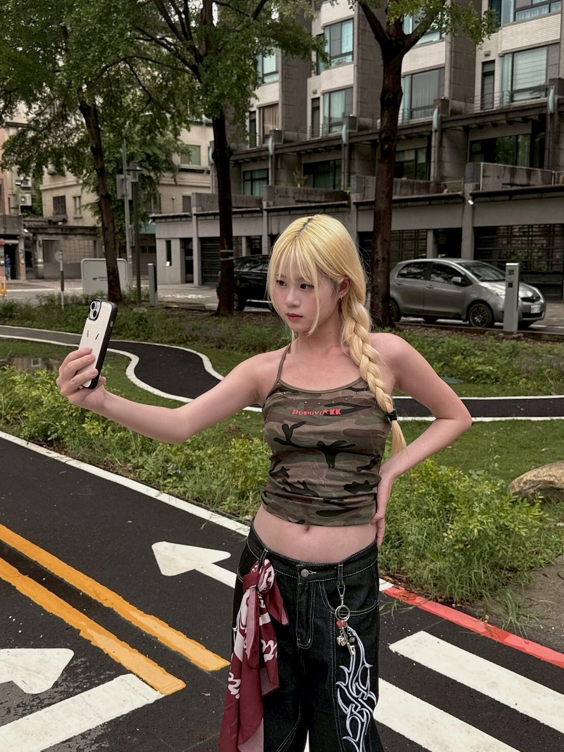 辣妹女兵 復古迷彩卯丁吊帶背心