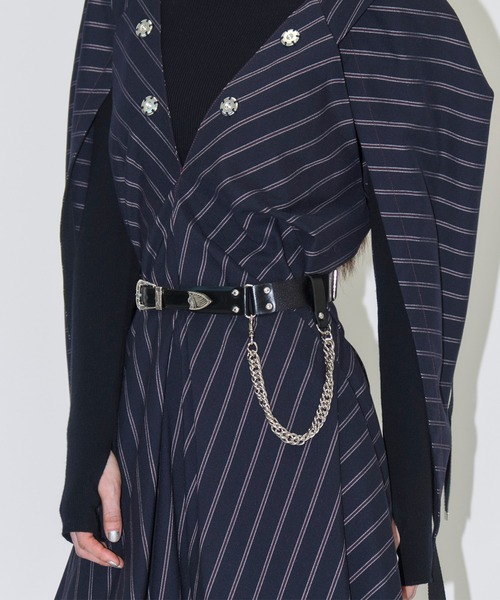 TOGA TOO LEATHER NYLON BELT WITH CHAIN 日本製皮革鏈條腰帶