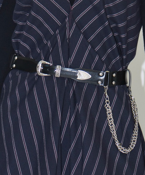 【TOGA TOO】 LEATHER NYLON BELT WITH CHAIN TOGA TOO LEATHER NYLON BELT WITH CHAIN 日本製皮革鏈條腰帶