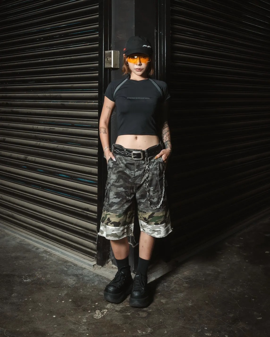 Bootlegway｜ " Triple Camo" Work Shorts (Black)
