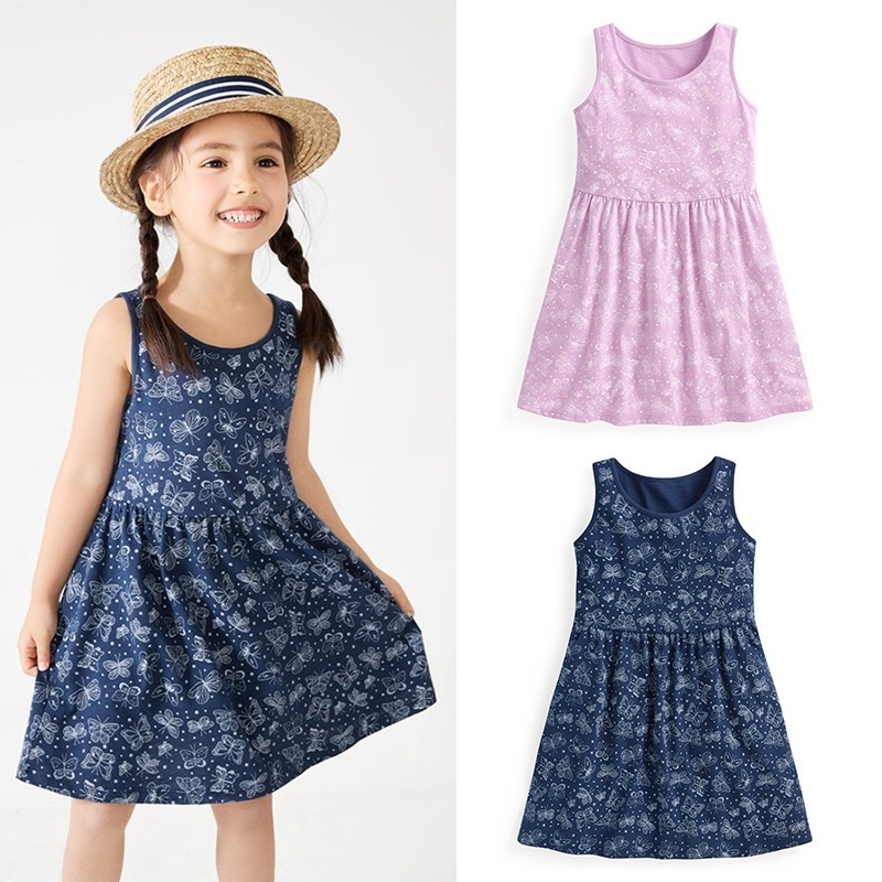 日系女童滿印蝴蝶背心連身裙 -2501693