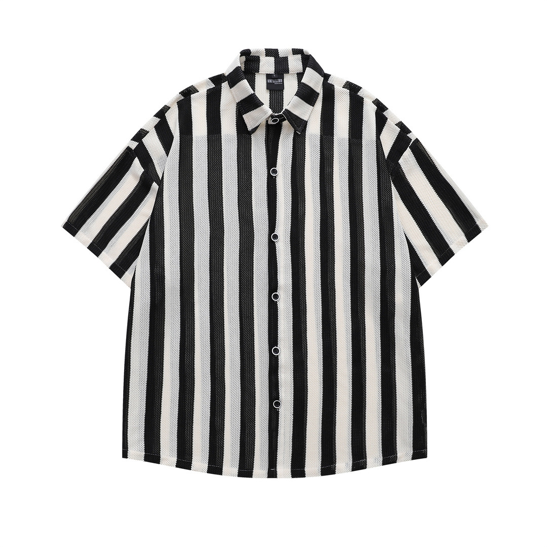 黑白線條簍空襯衫