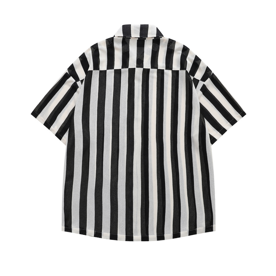 黑白線條簍空襯衫