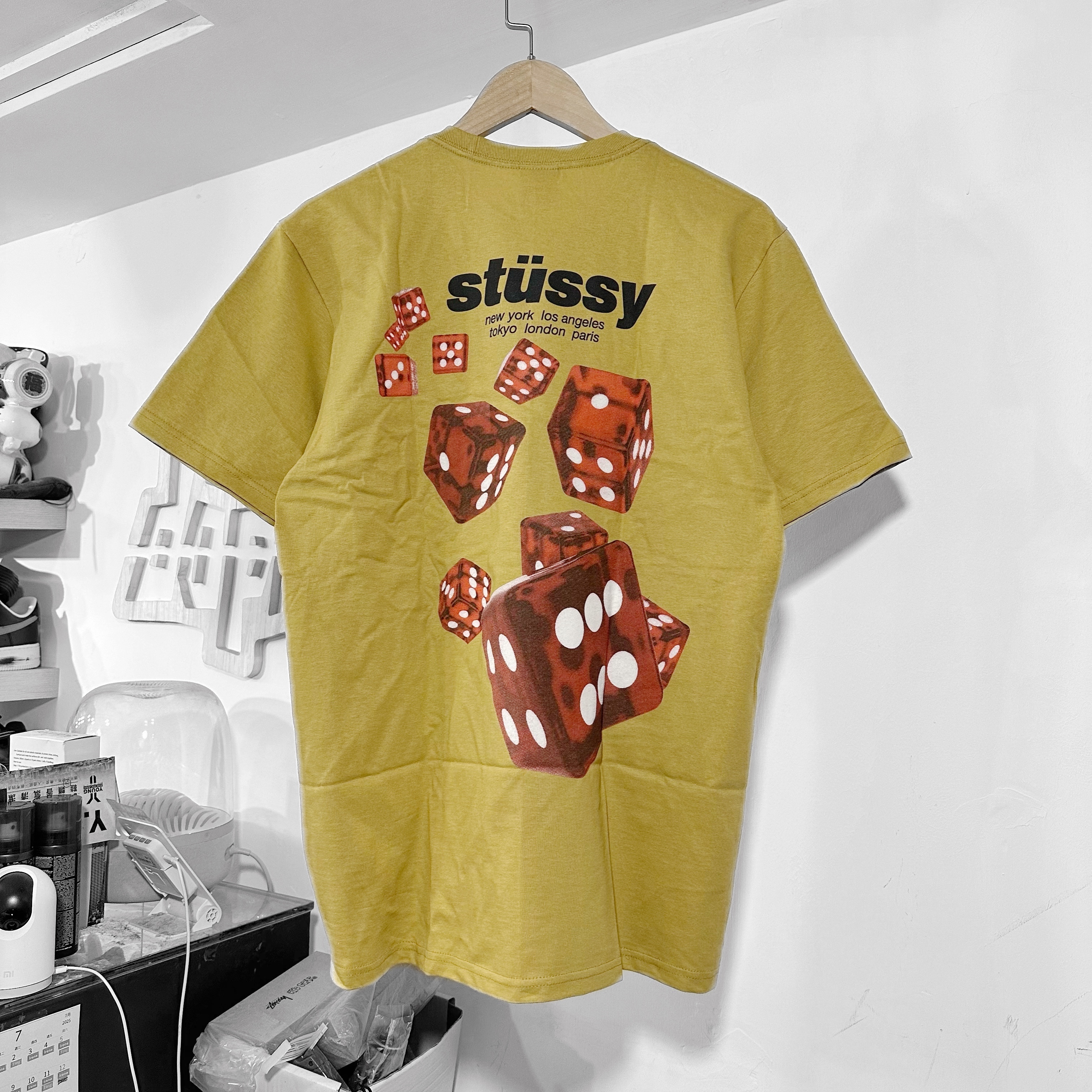 STUSSY ROLLERS TEE  CURRY